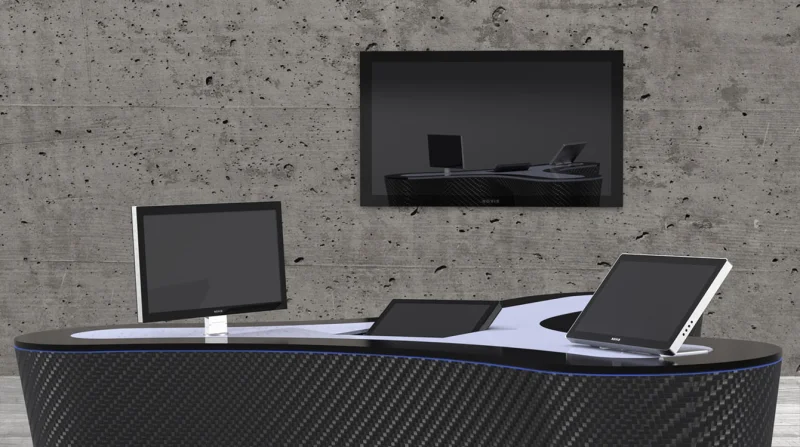 NOVIS Portfolio Design Monitor solution. Desktop or retractable monitors