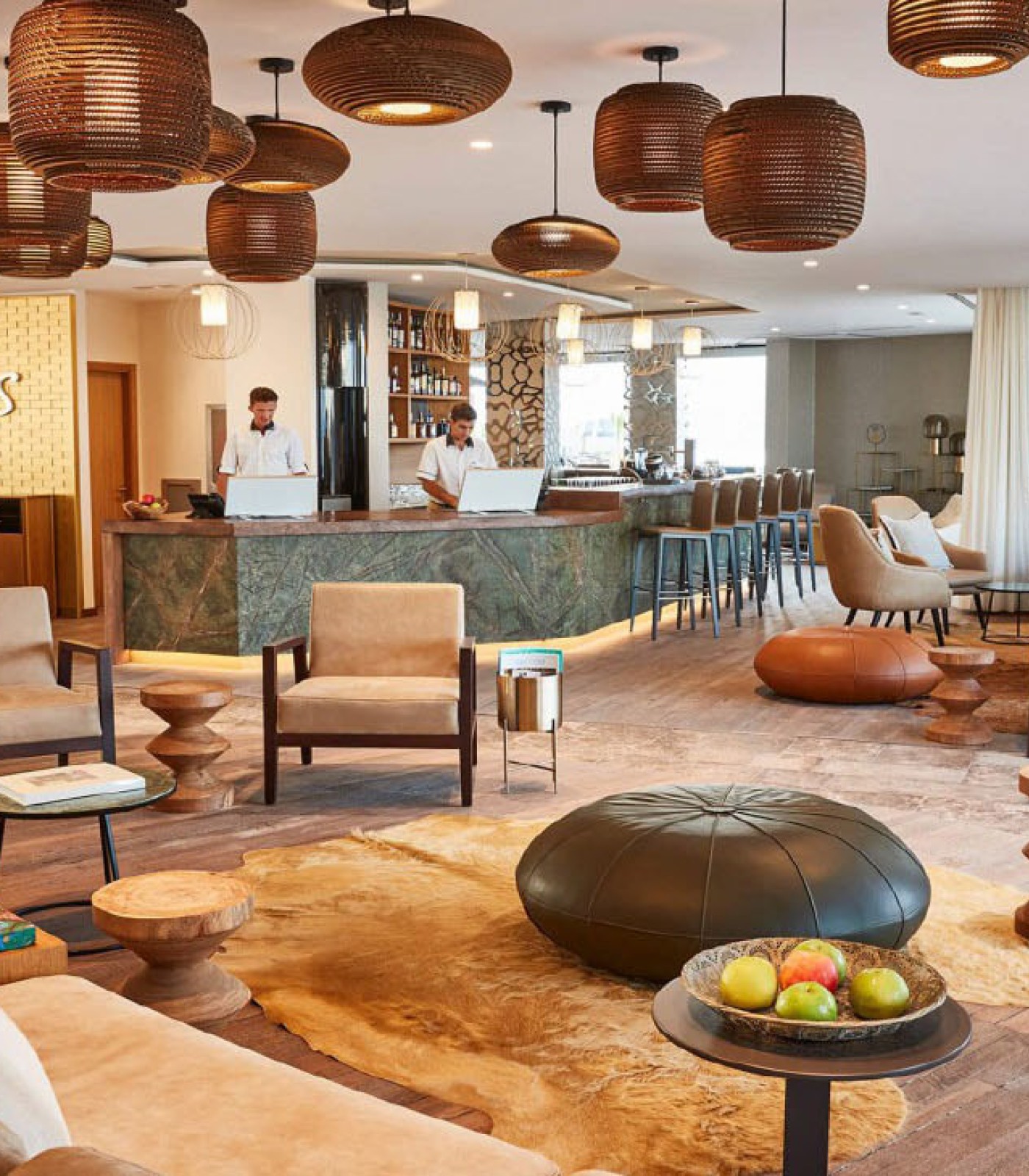 The FLO design monitor in a representative hotel lobby