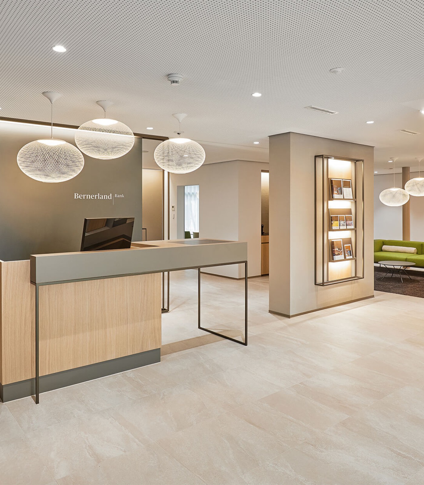 Modern designed bank with tidy monitor technology from Novis