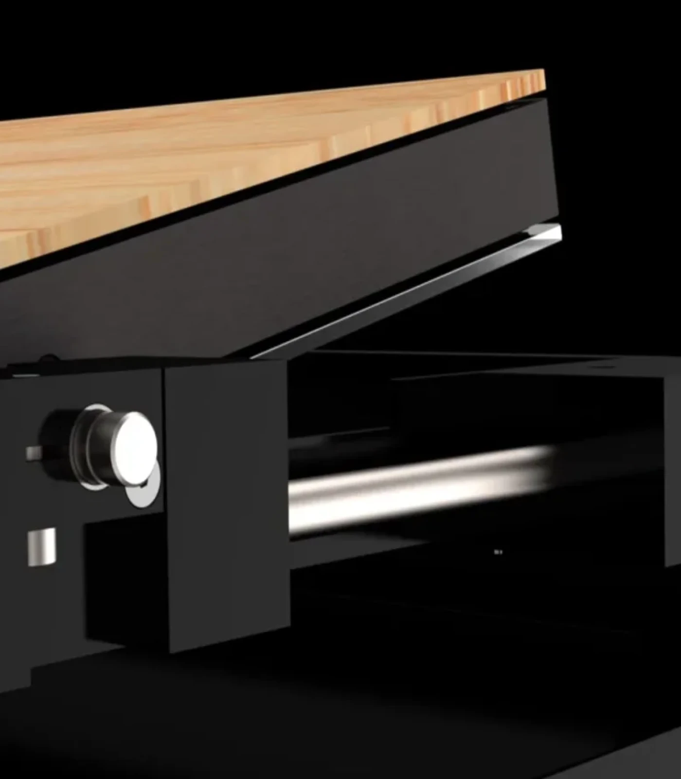 This makes it easy to set up the meeting room with our swiveling LOFT fold design monitor in the table finish of your choice.